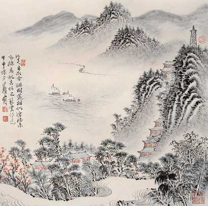 沈明权 杜甫诗意图 镜心